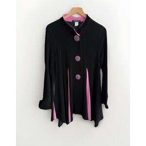 VINTAGE  Song & Sung Jacket Cape Coat Shirt Pink & Black M ART To Wear Academia